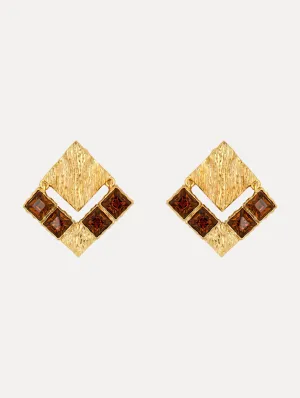 Textured Metal Tartan Earrings
