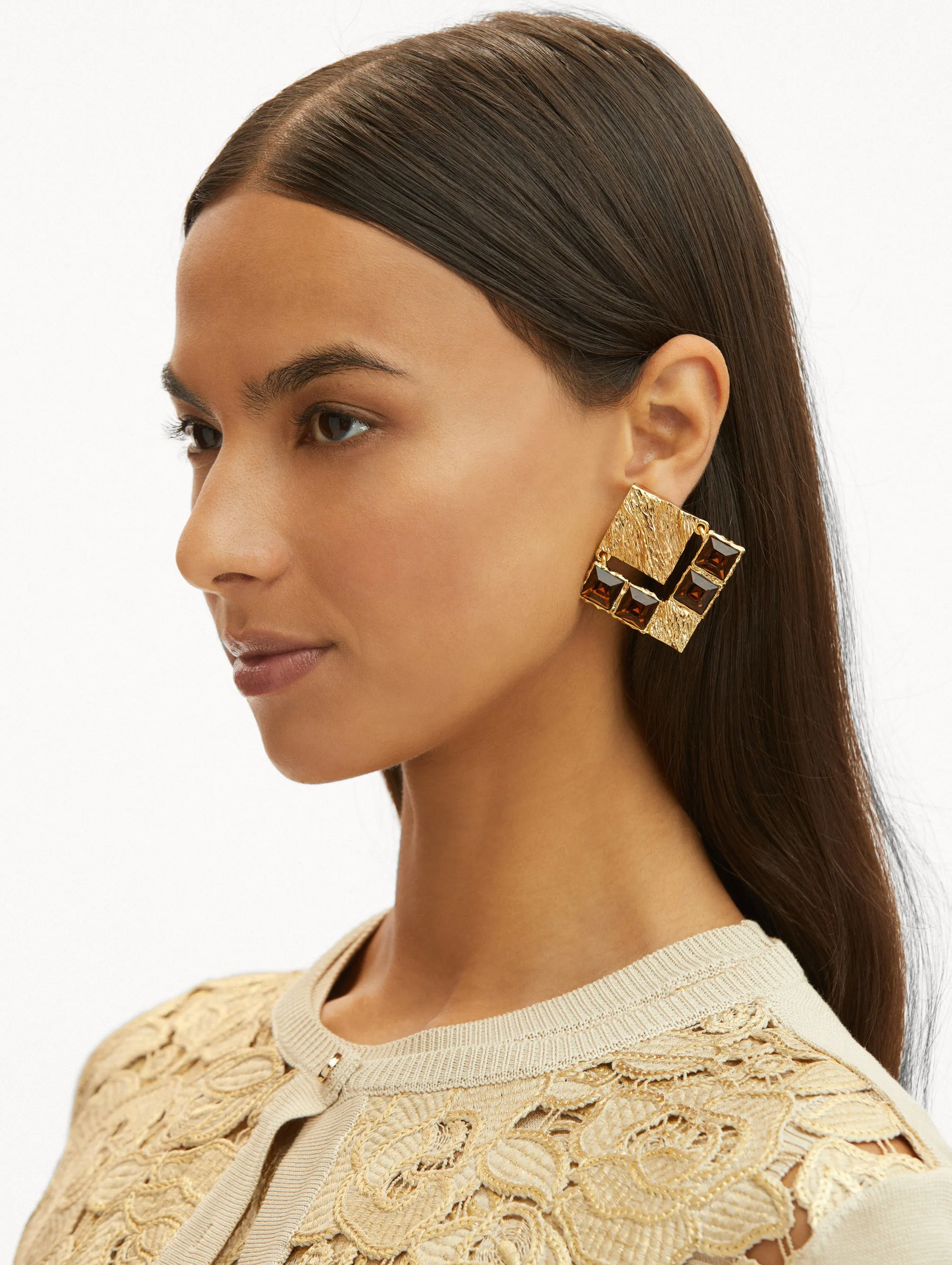 Textured Metal Tartan Earrings
