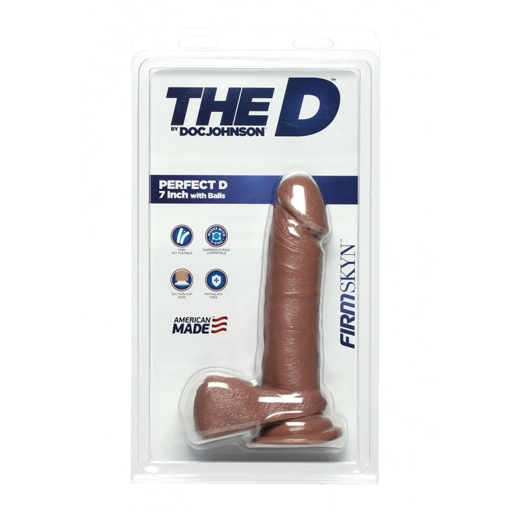 The D Firmskyn Perfect D 7 Inch Dildo With Balls Caramel