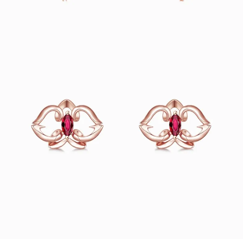 THIALH - FAUNA & FLORA - Ruby in 18K Rose Gold Earrings