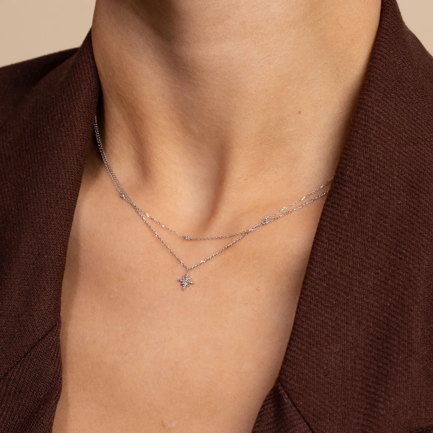 Topaz Charm Necklace in Solid White Gold