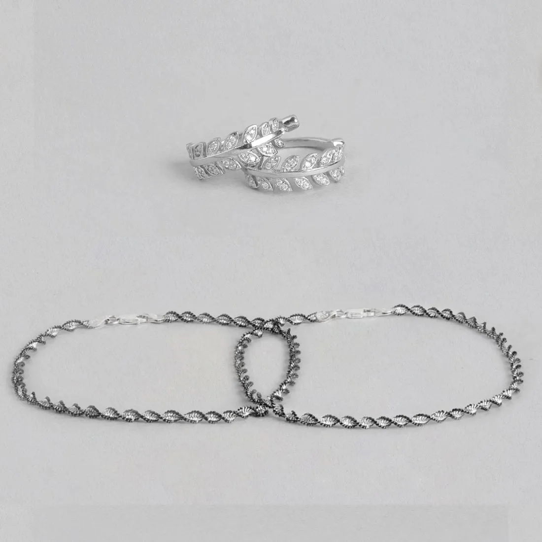 Trendy CZ Rhodium Plated 925 Sterling Silver Jewellery Set