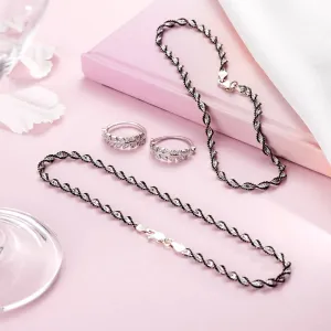 Trendy CZ Rhodium Plated 925 Sterling Silver Jewellery Set