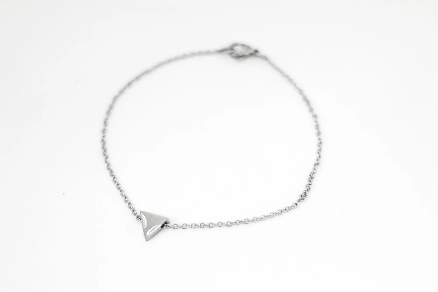 Triangle anklet, waterproof silver chain ankle bracelet, tiny triangle, personalised jewelry