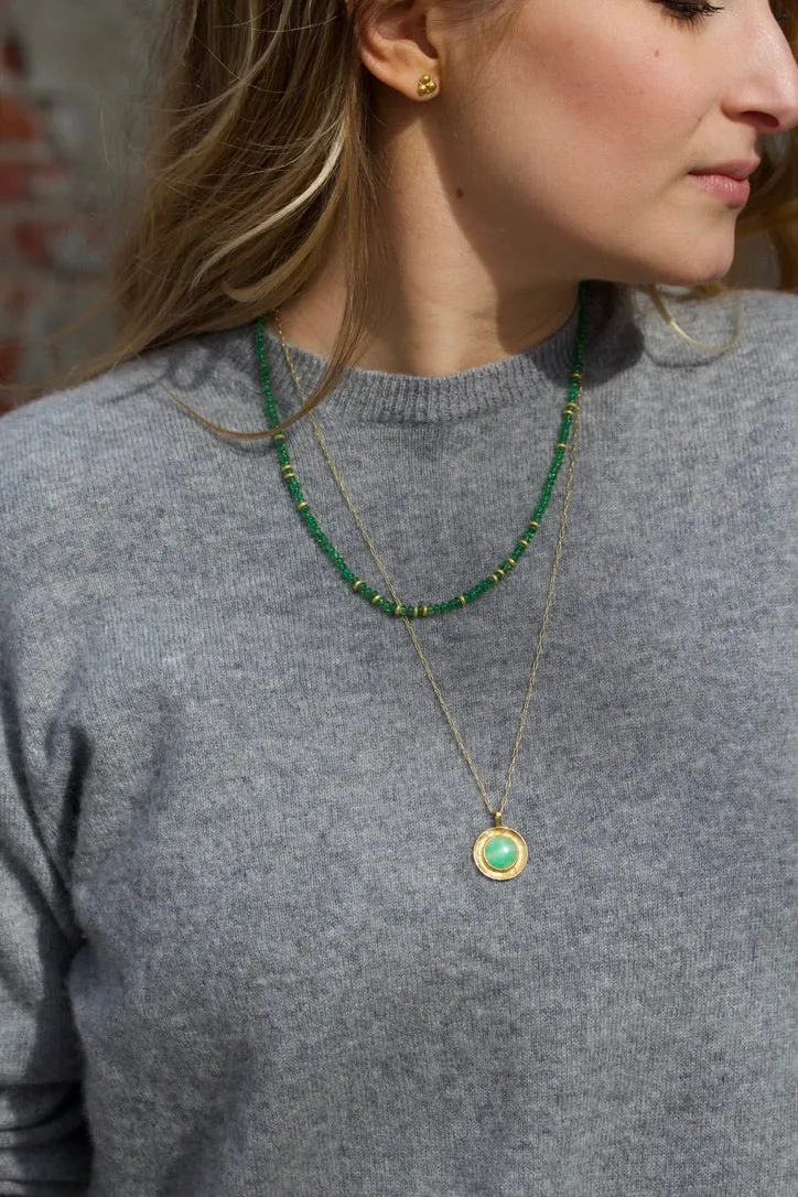 Tsavorite Garnet & High Karat Gold Necklace