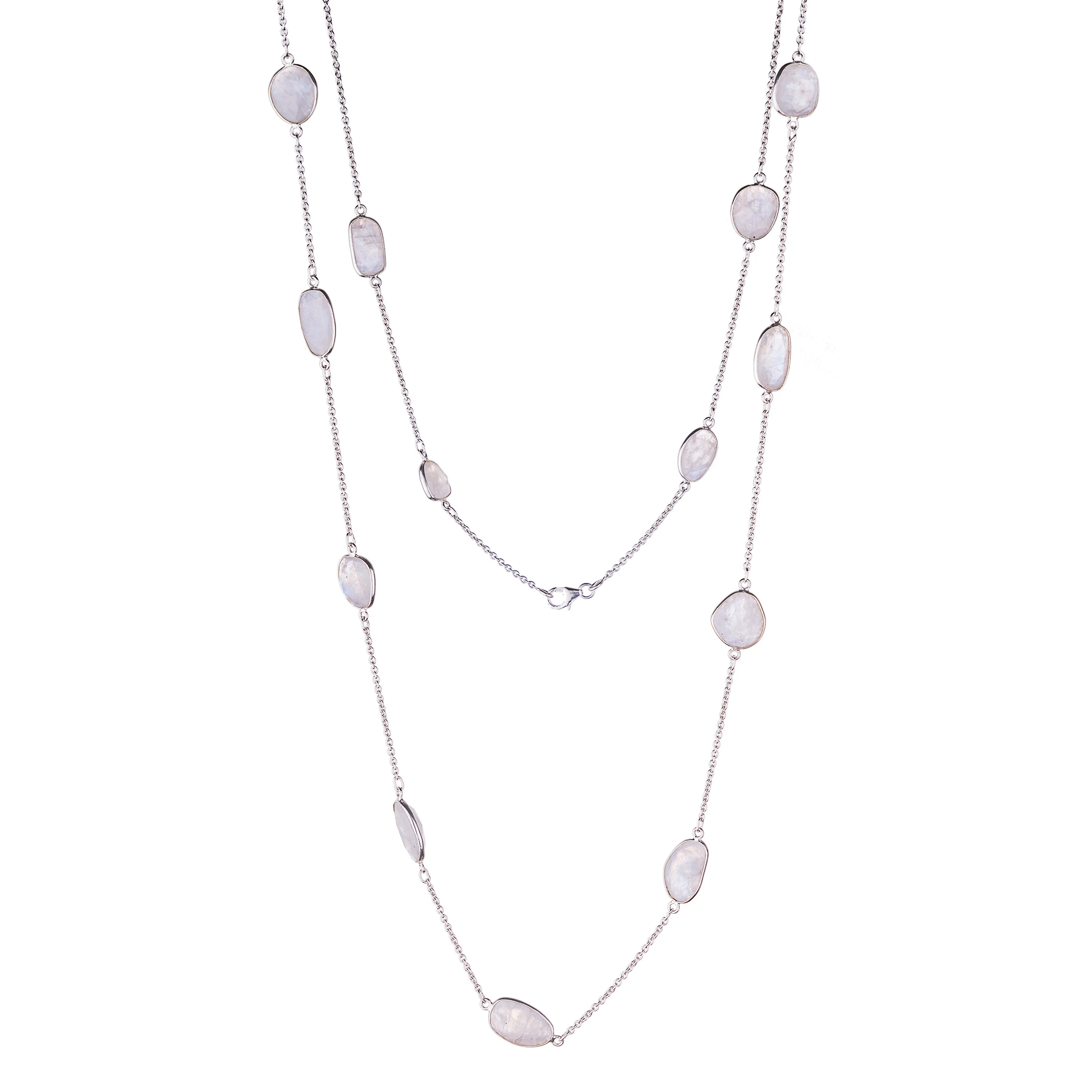 Vimla Rainbow Moonstone Necklace, Sterling Silver