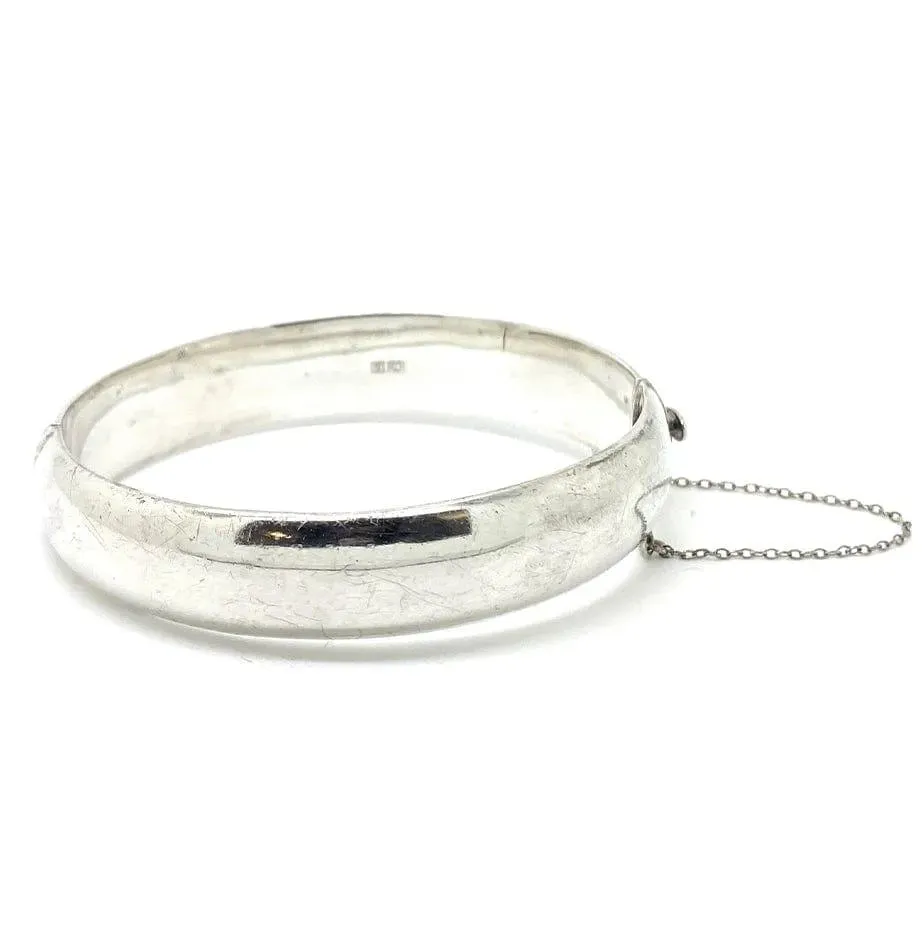 Vintage 1970s Engraved Silver Bangle Bracelet
