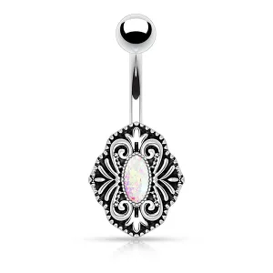 Vintage Glitter Opal Belly Ring