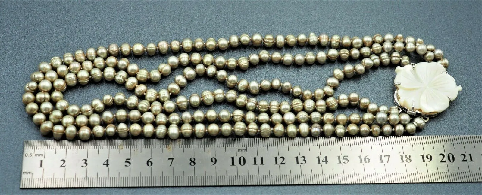 Womens Necklace Mother of Pearl & Freshwater Pearls Dyed 925 Sterling Silver