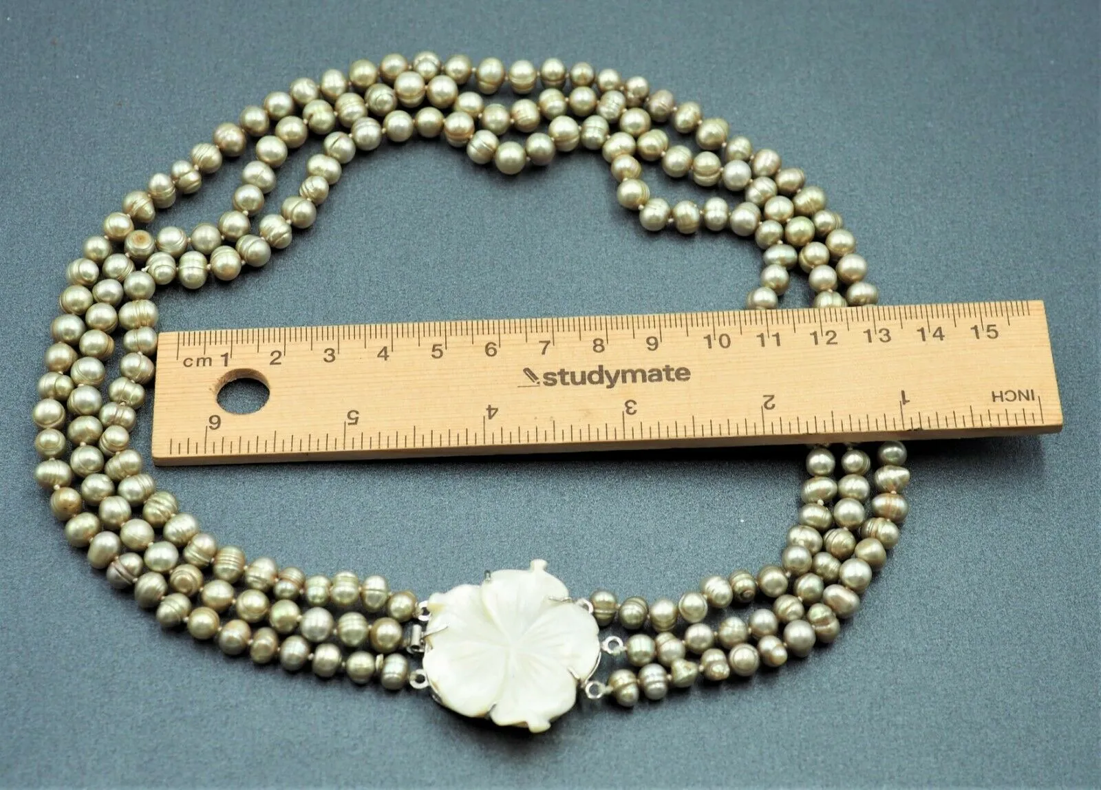 Womens Necklace Mother of Pearl & Freshwater Pearls Dyed 925 Sterling Silver